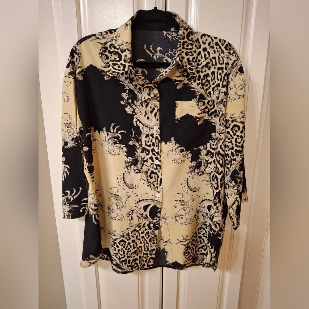 Studio Works Black and Cream Blouse